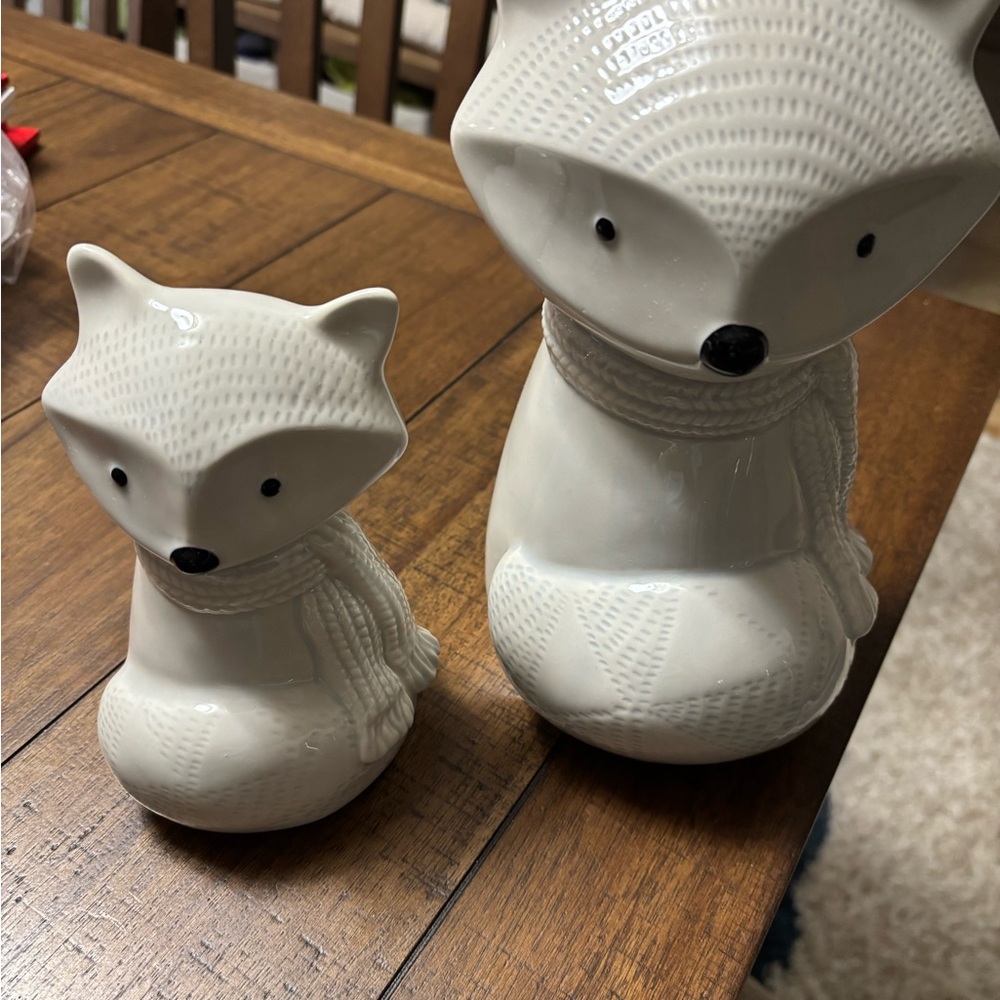 White Ceramic Fox Figurines